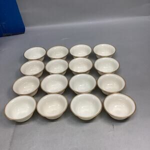 Set Of 16 LENOX BOULLION/SOUP LINERS W/ GOLD TRIM 4 1/8"D FOR SILVER HOLDER